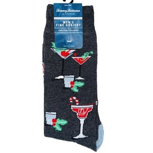 Tommy Bahama Mens Dark Gray Cocktail Theme Dress Socks One Size NWT
